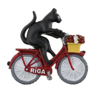 Ledusskapja magnēts Rīga melns kaķis uz velosipēda